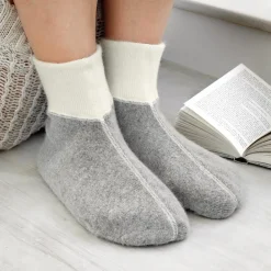 idéalsko Bas Et Chaussettes|Astuces Et Idées<Chaussons en angora mélangé gris