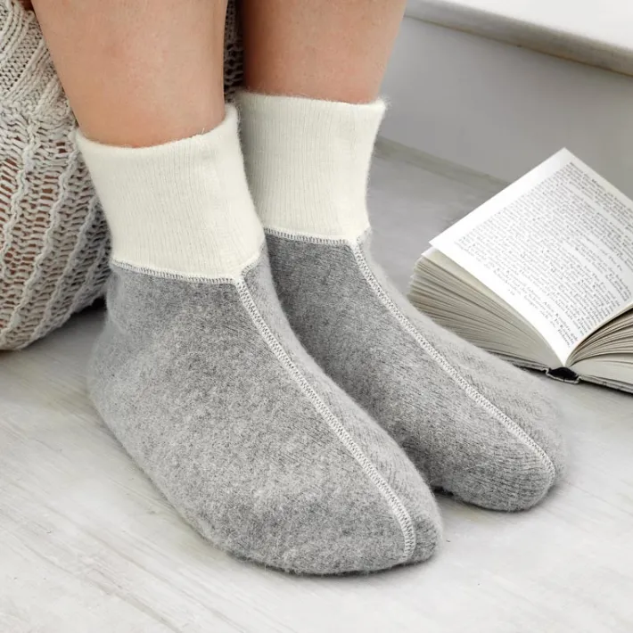 idéalsko Bas Et Chaussettes|Astuces Et Idées<Chaussons en angora mélangé gris
