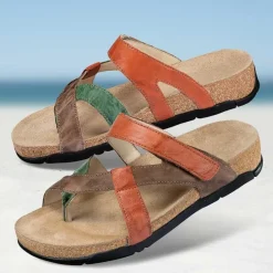 Femme idéalsko Sandales / Mules<Chaussures de confort Helvesko : modèle Beja, orange/marron
