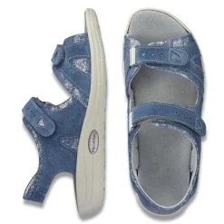 Femme idéalsko Sandales / Mules<Chaussures de confort Helvesko : modèle Sabrina, coloris jean/argent