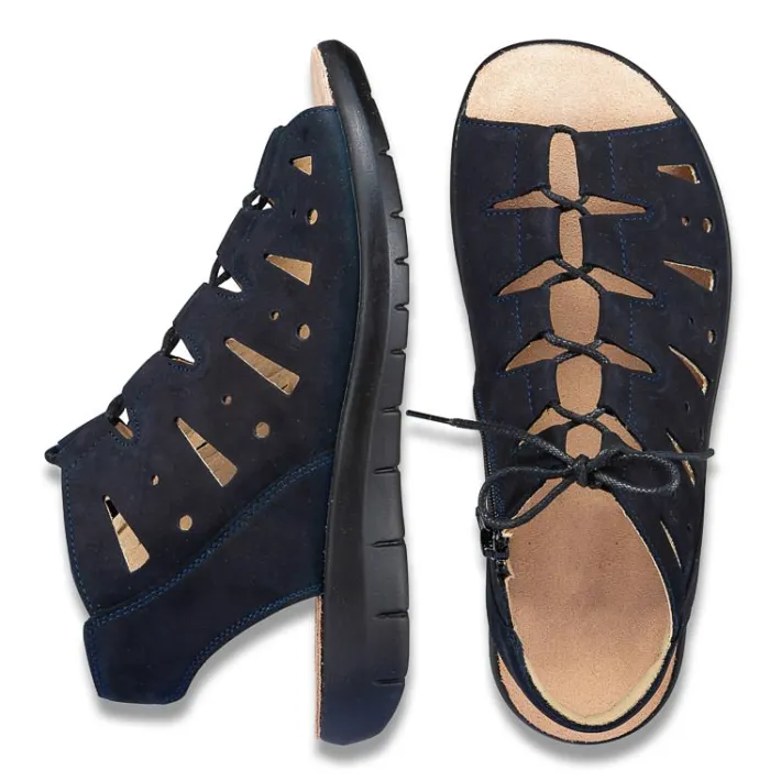 Femme idéalsko Sandales / Mules<Chaussures de confort Helvesko : modèle Aurora, bleu foncé