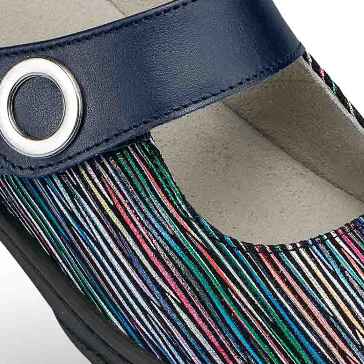 Femme idéalsko Sandales / Mules<Chaussures de confort Helvesko : modèle Nina, bleu multi