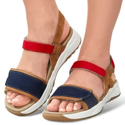 Femme idéalsko Sandales / Mules<Chaussures de confort Helvesko : modèle Meda, marron/bleu/rouge