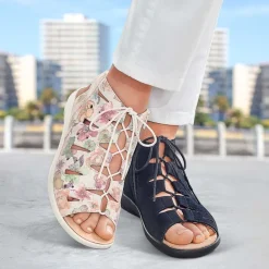 Femme idéalsko Sandales / Mules<Chaussures de confort Helvesko : modèle Aurora, blanc multi